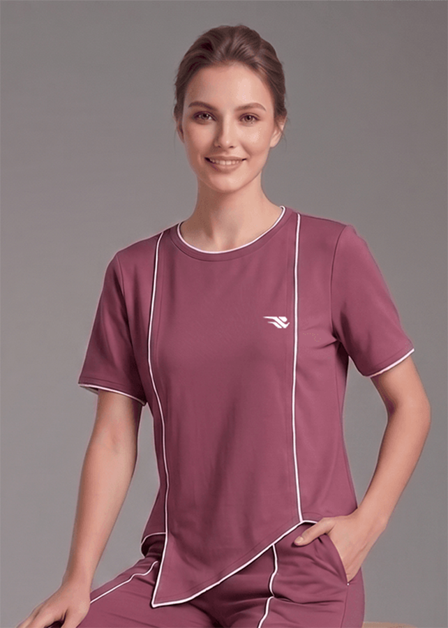 Motion Line T-Shirt - Deep Plum