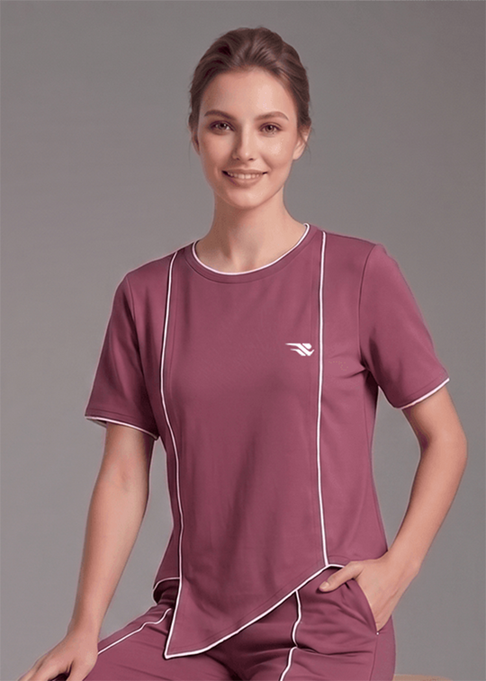 Motion Line T-Shirt - Deep Plum