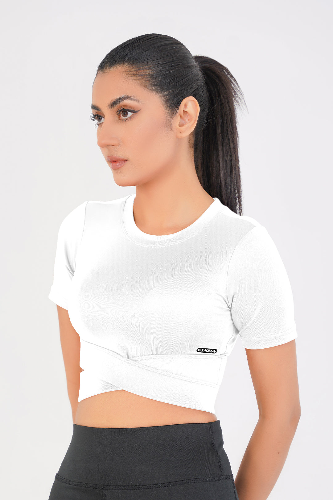 Cropped Wrap Tee - White