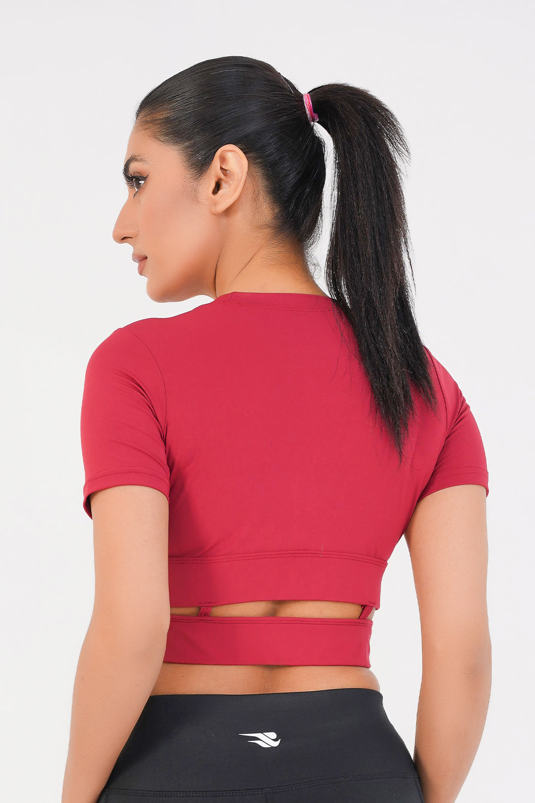 Cropped Wrap Tee - Maroon