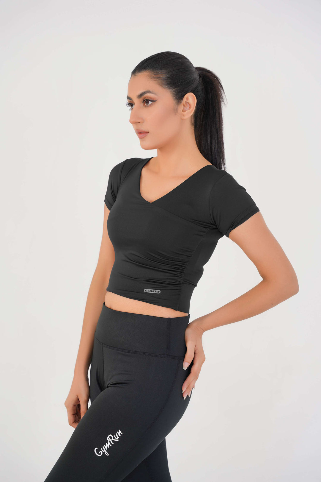 V Neck Cropped T-Shirt