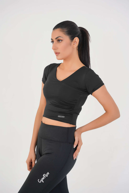 V Neck Cropped T-Shirt