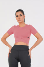 Cropped Wrap Tee - Tea Pink