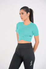 Cropped Wrap Tee - Sky Blue