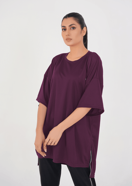 Oversized Modest T-shirt - Deep Plum