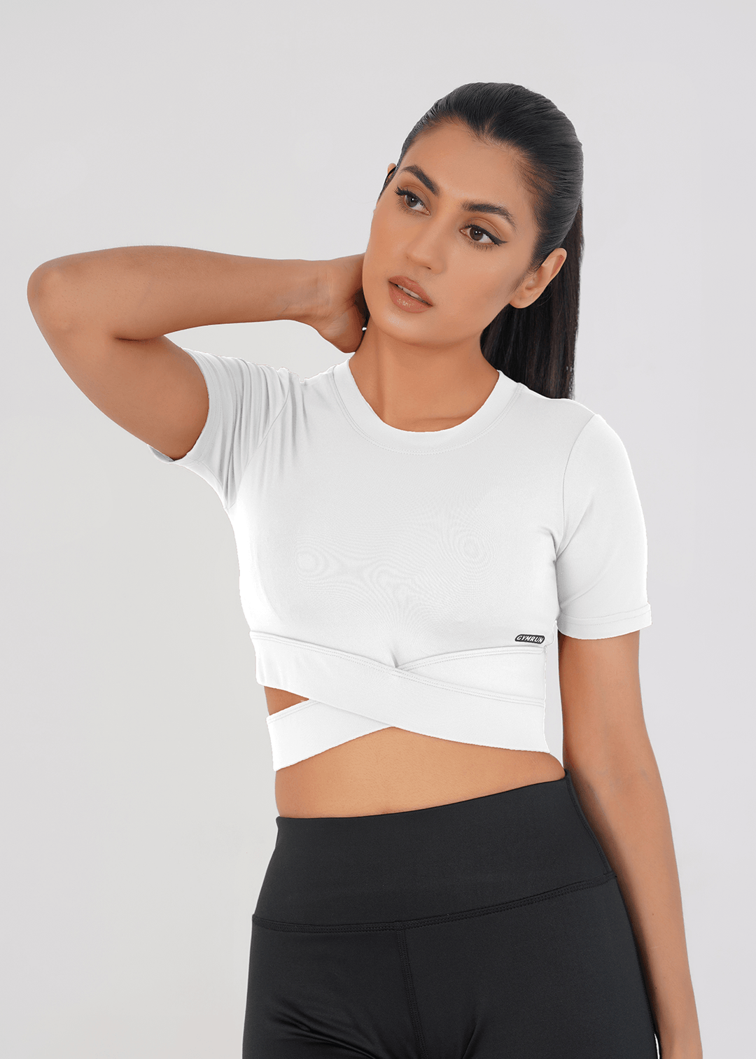 Cropped Wrap Tee - White