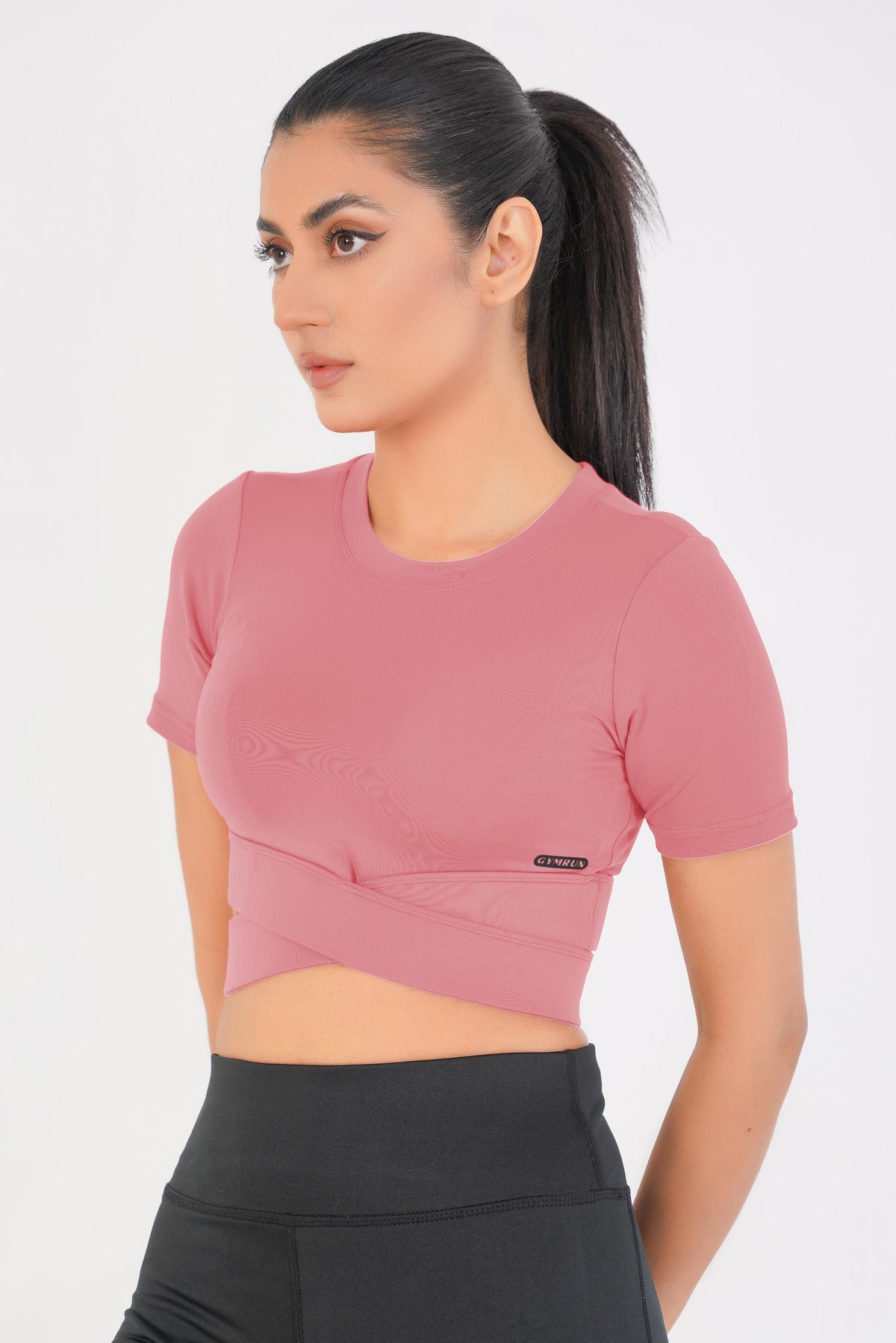 Cropped Wrap Tee - Tea Pink