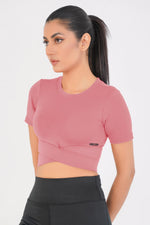 Cropped Wrap Tee - Tea Pink
