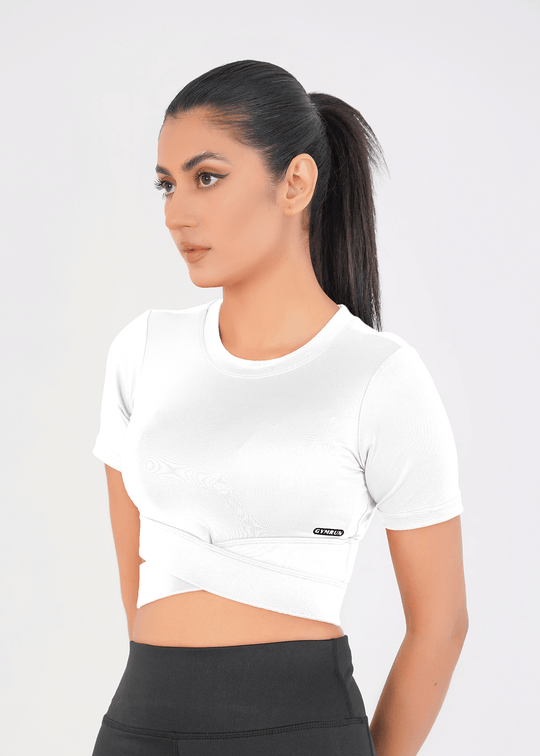 Cropped Wrap Tee - White
