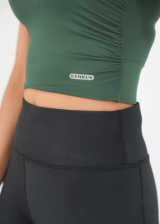 V Neck Cropped T-Shirt - Teal