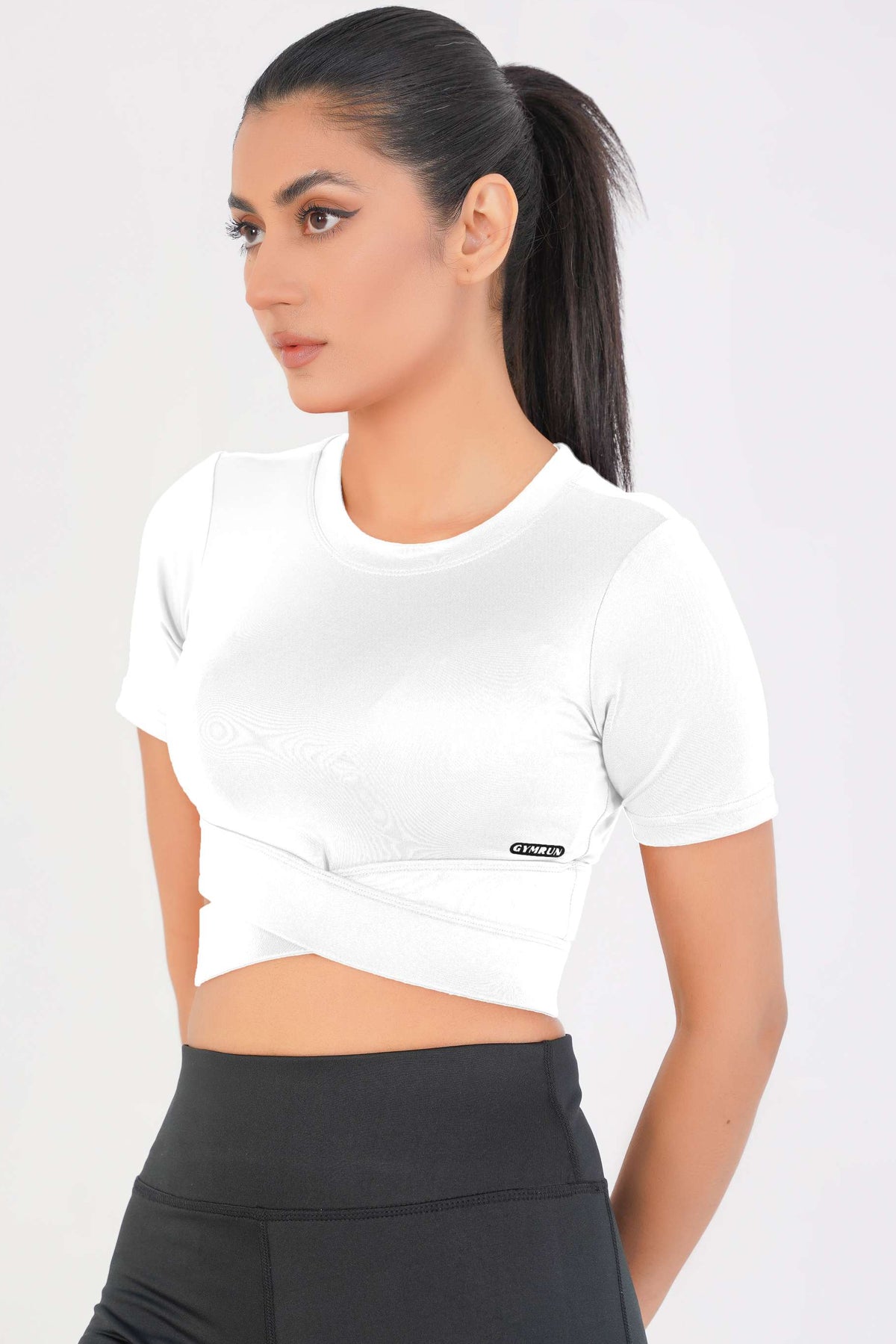 Cropped Wrap Tee - White