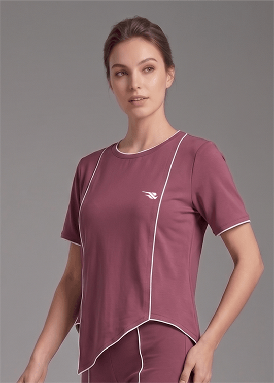 Motion Line T-Shirt - Deep Plum