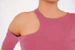 Ridge Open Shoulder Tee - Tea Pink