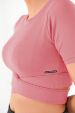 Cropped Wrap Tee - Tea Pink