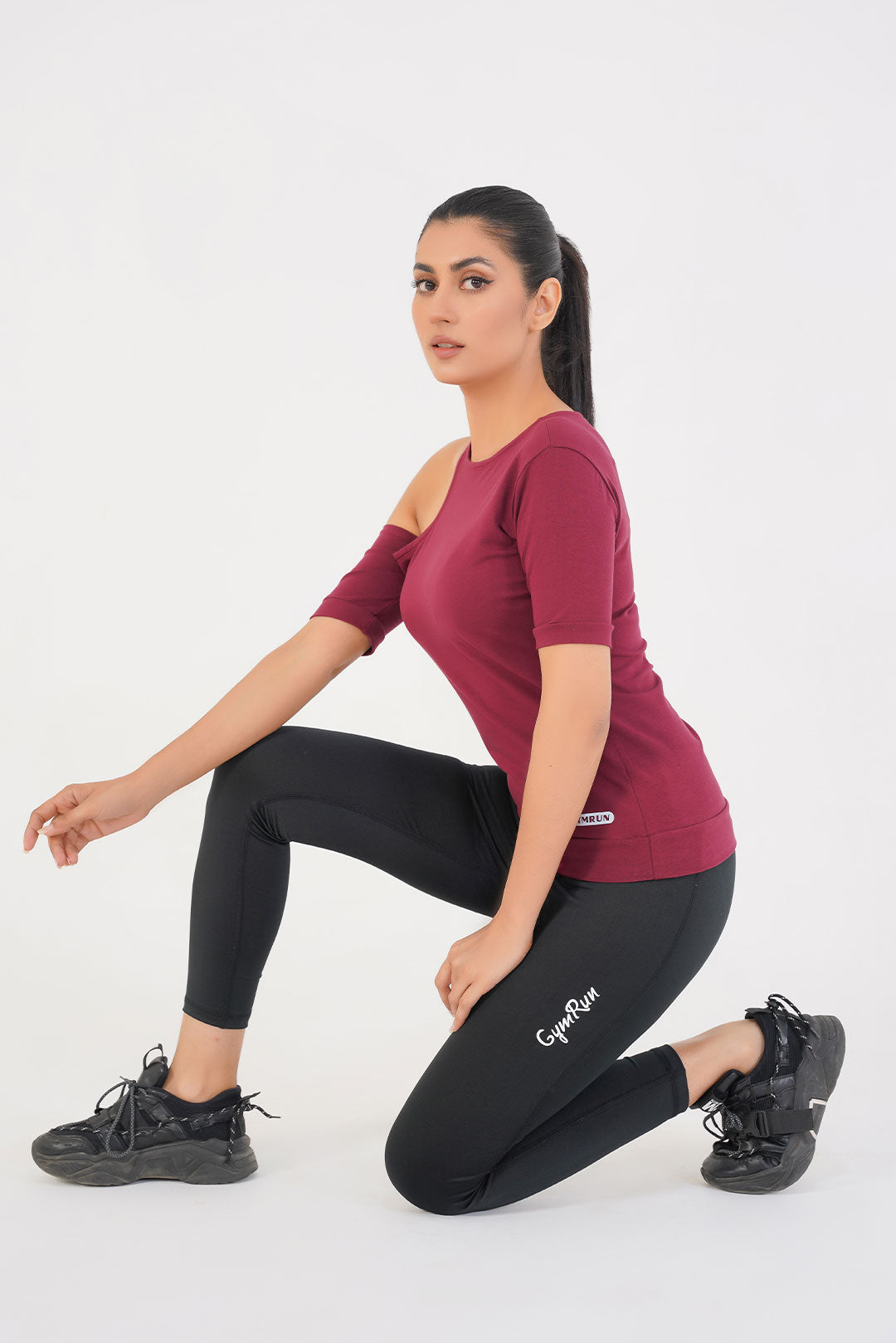 Ridge Open Shoulder Tee - Maroon