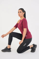 Ridge Open Shoulder Tee - Maroon