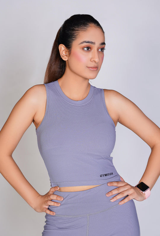 Supreme Padded Ribbed Crop Top - Lavendor
