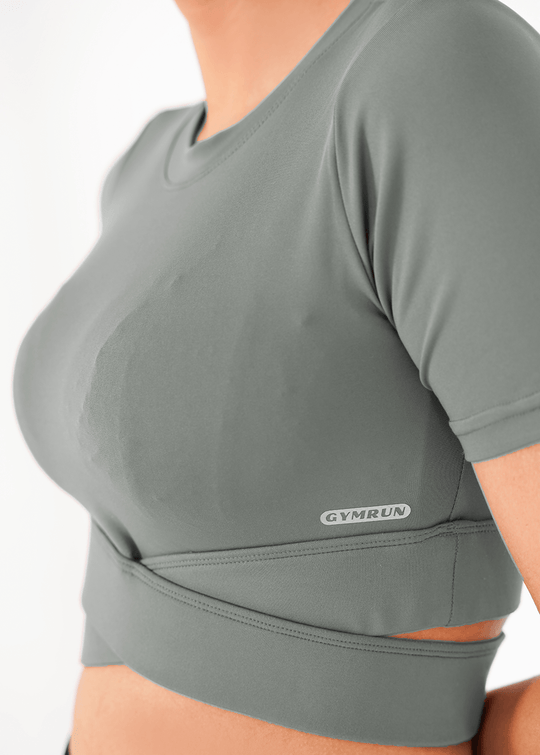 Cropped Wrap Tee - Grey