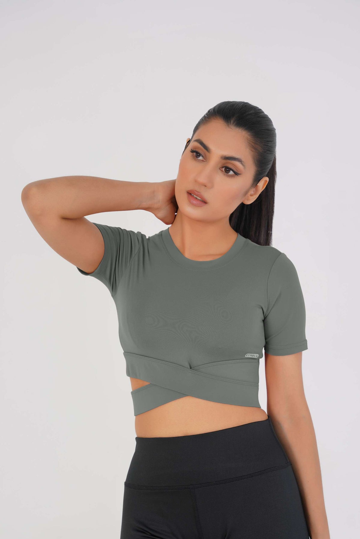 Cropped Wrap Tee - Grey