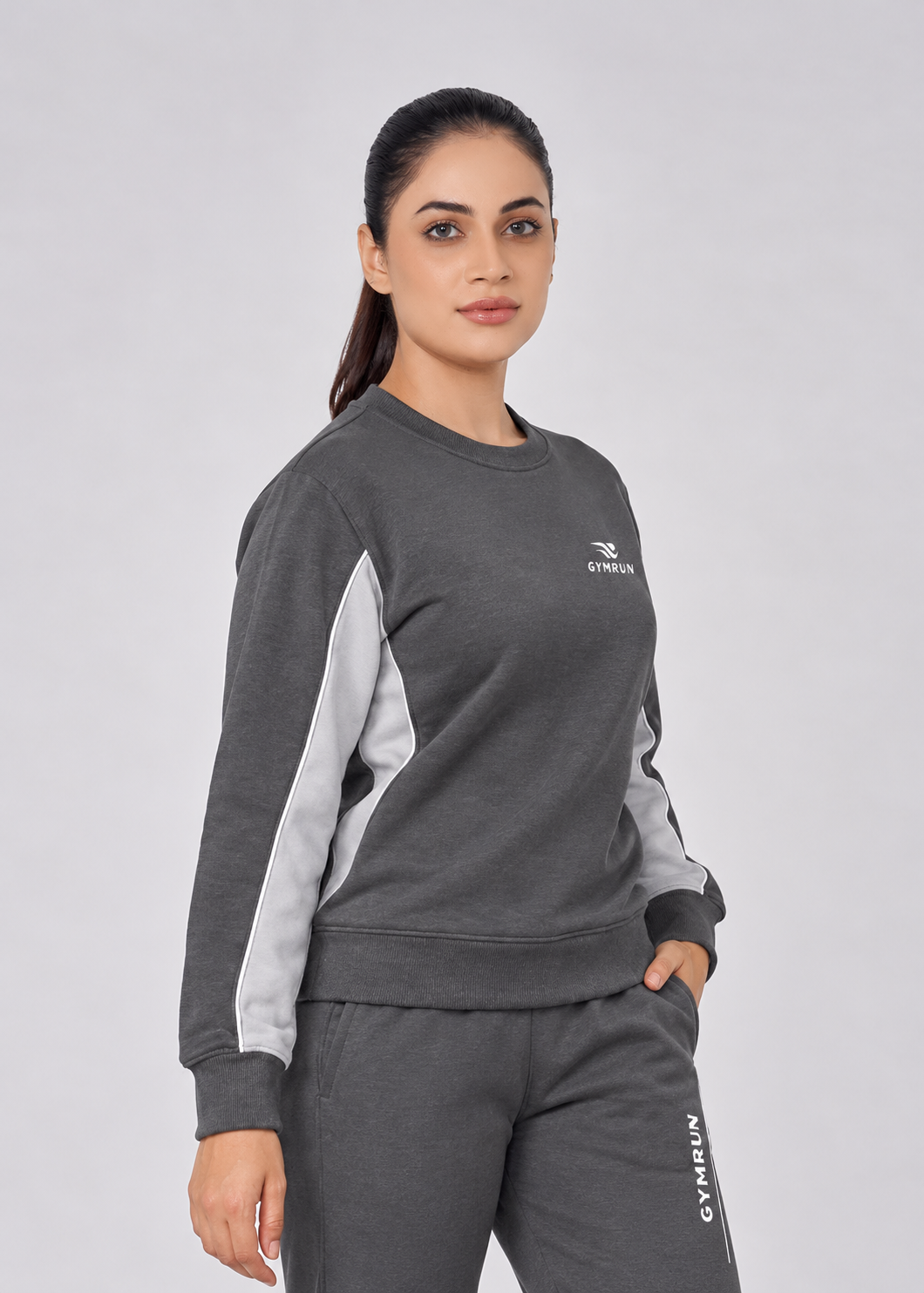 Stride Edge Sweatshirt - Charcoal/Heather Grey Gymrun