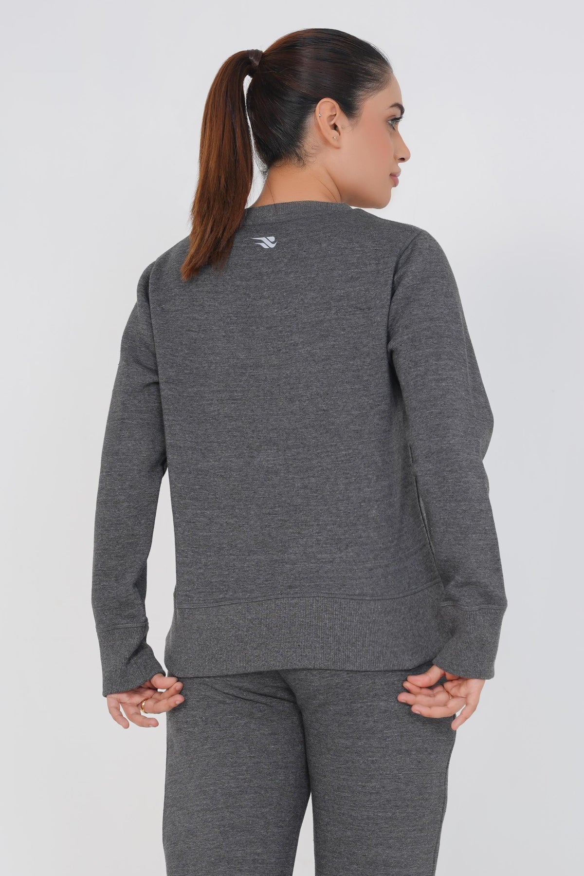 Supreme Round Neck Sweat Shirt- Charcoal