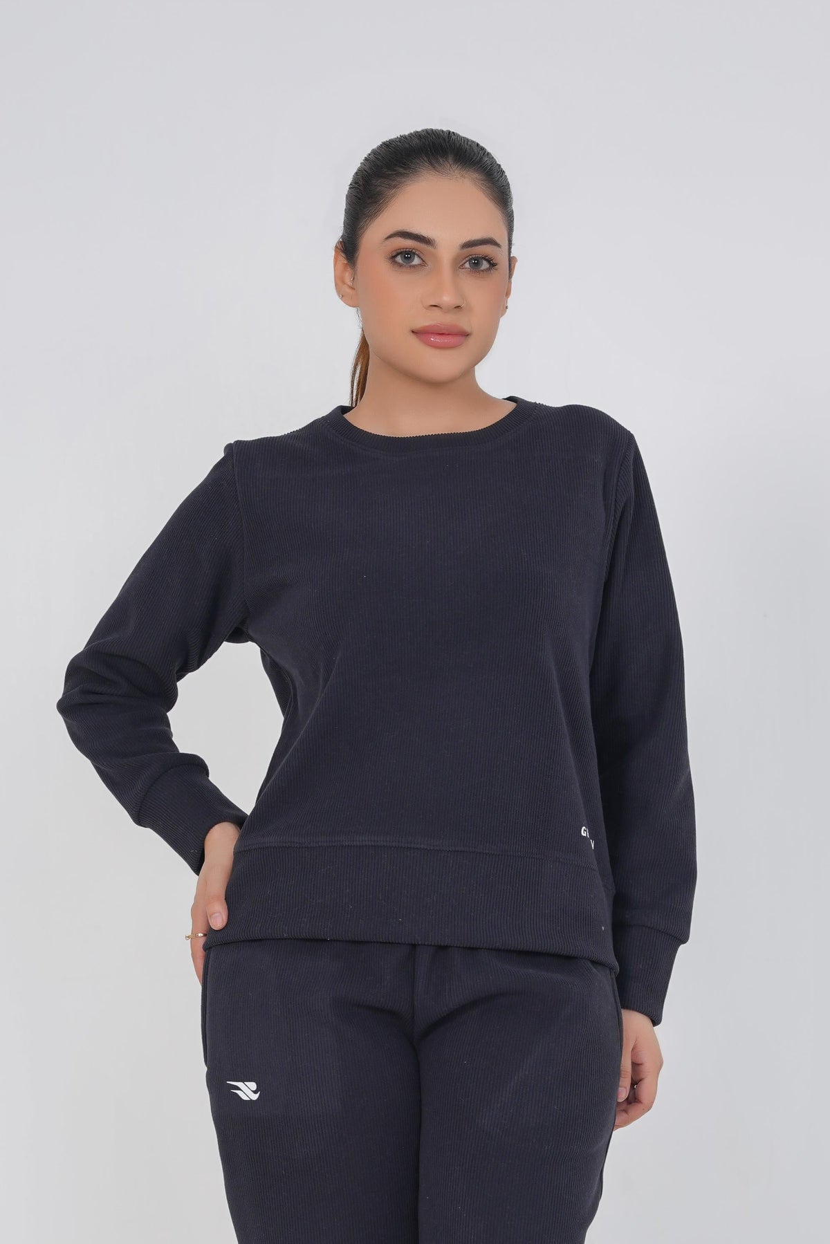 Supreme Round Neck Sweat Shirt -Black