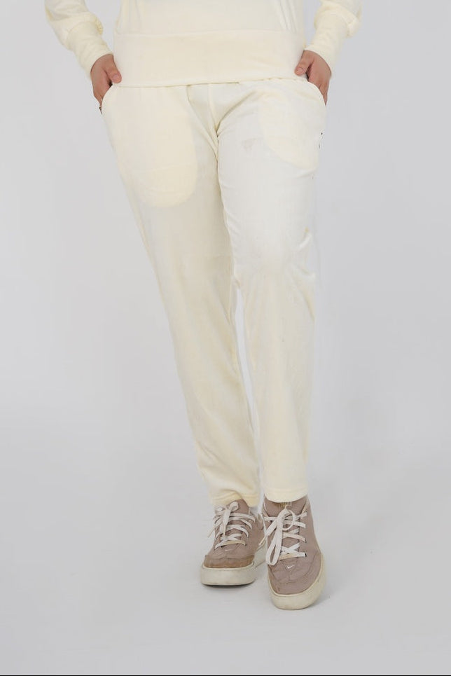 Ribbed velvet Trouser - Off White