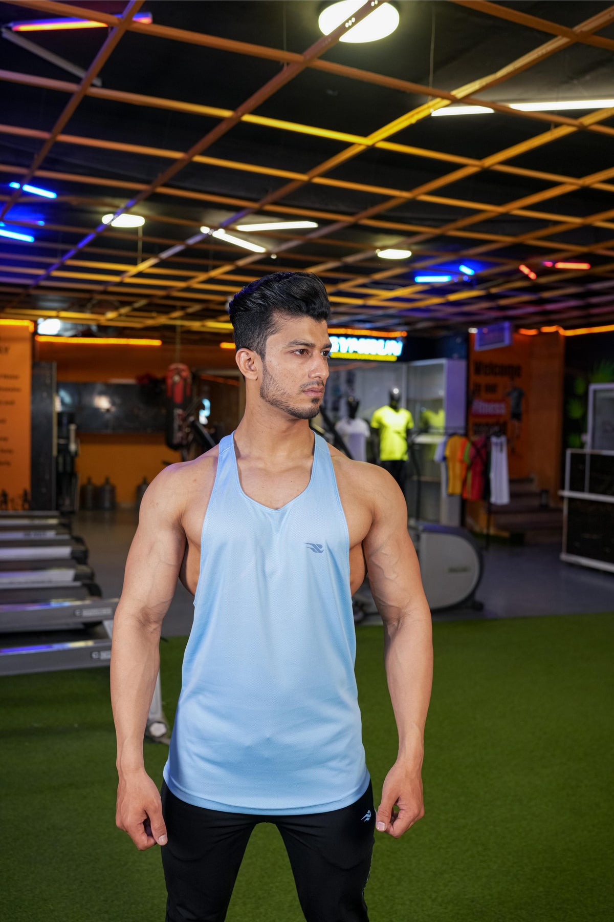 Iconic Training Stringer - Aqua Blue - GYMRUN Activewear