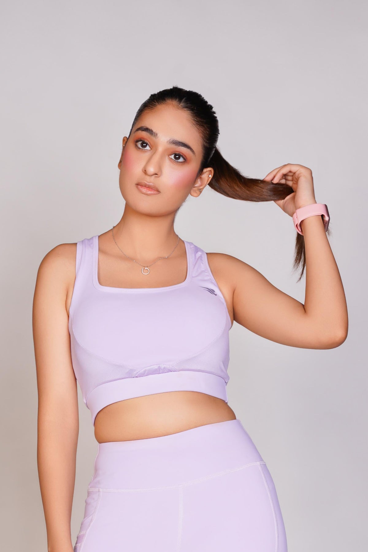 Flexi – Fit Mesh Sports Bra with Pocket - Voilet