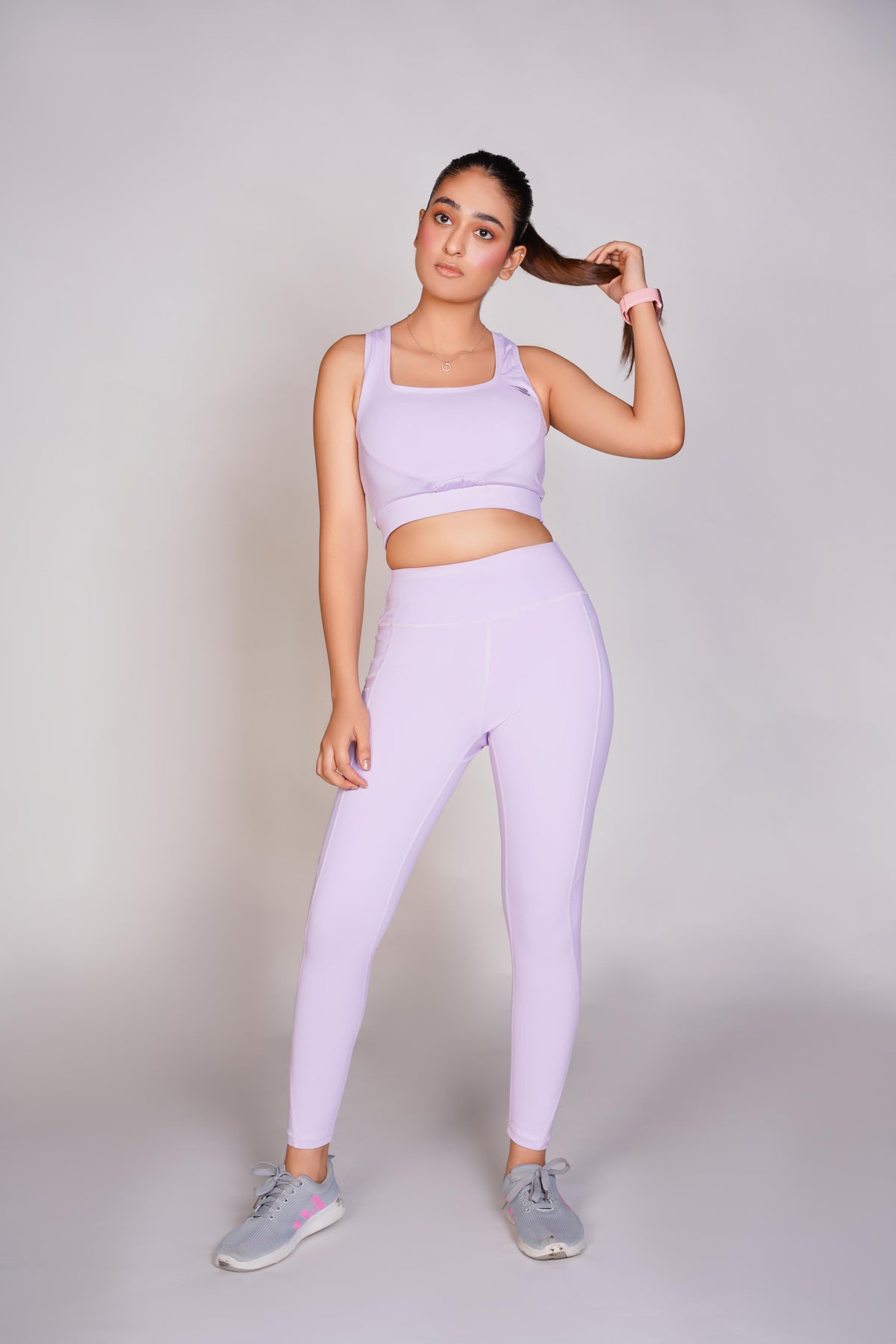 Flexi – Fit Mesh Sports (Sports Bra + Legging) with Pocket - Voilet