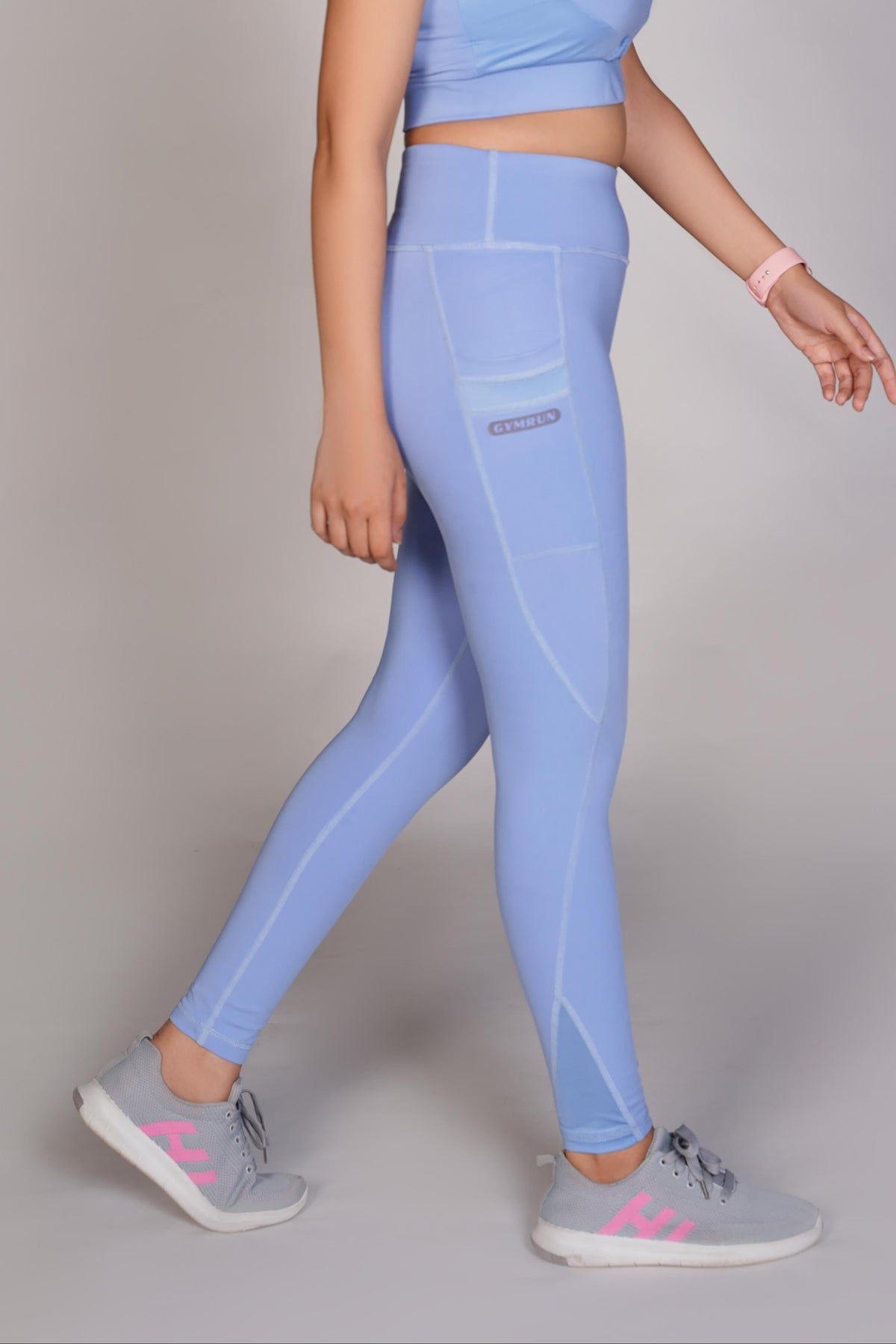 Flexi – Fit Mesh Sports Legging with Pocket - Sky Blue