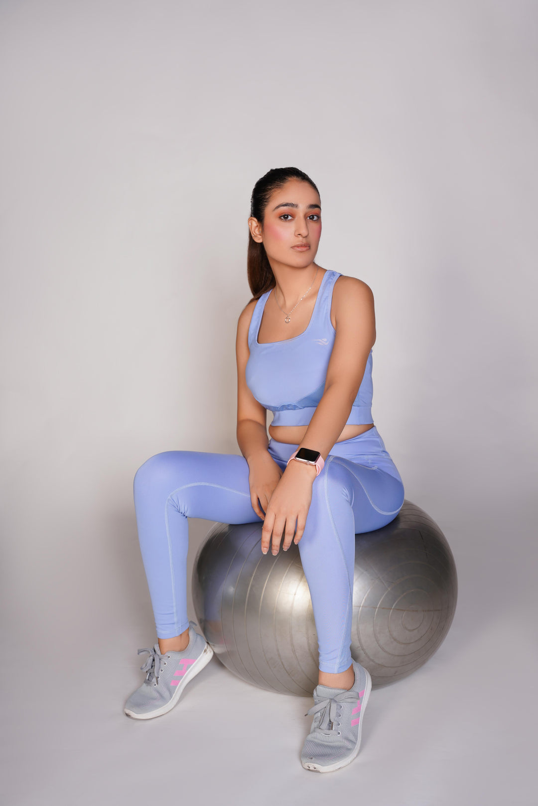 Flexi – Fit Mesh Sports Bra with Pocket - Sky Blue