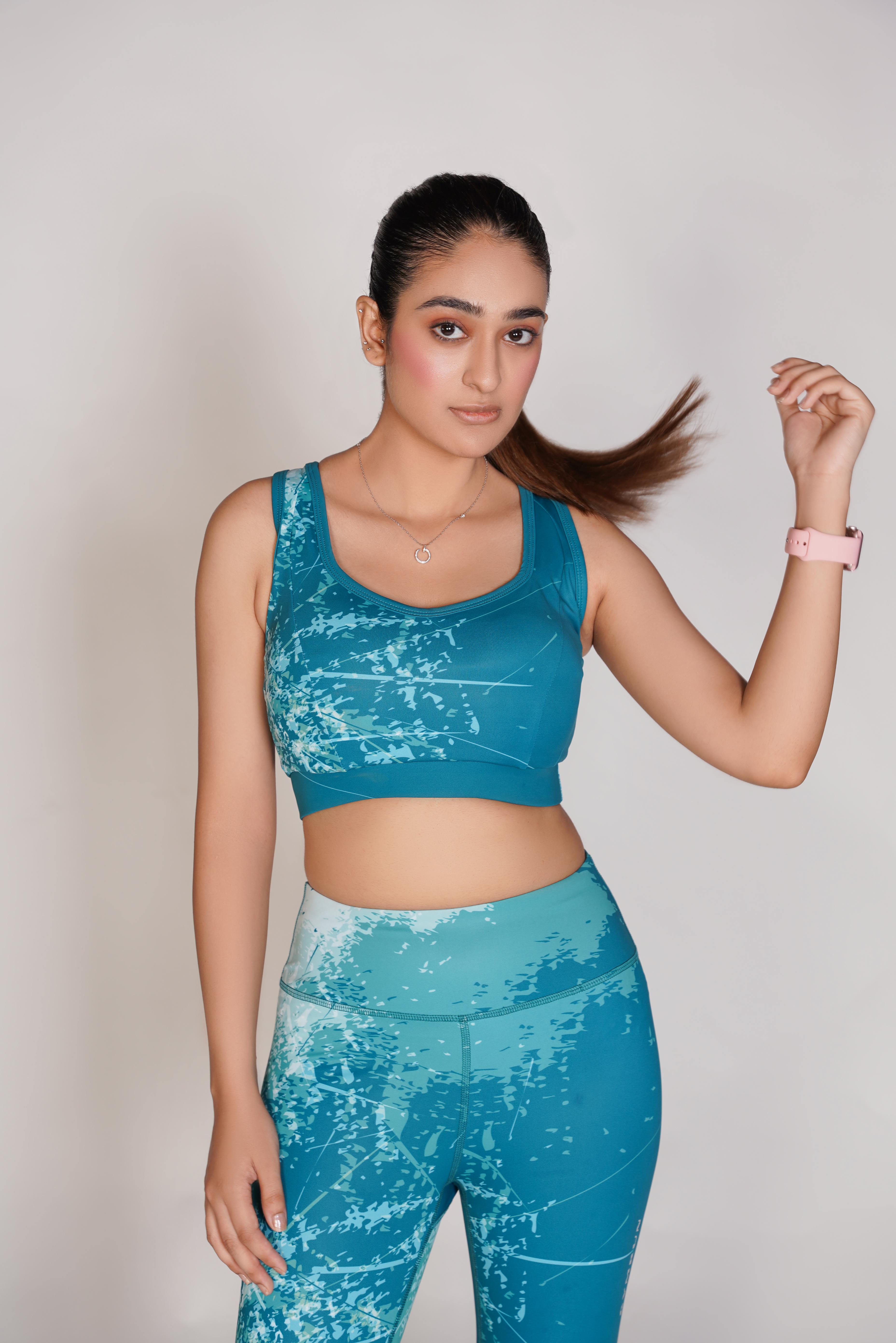 Pro Fit Sublimated Sports Bra Blue GYMRUN Activewear