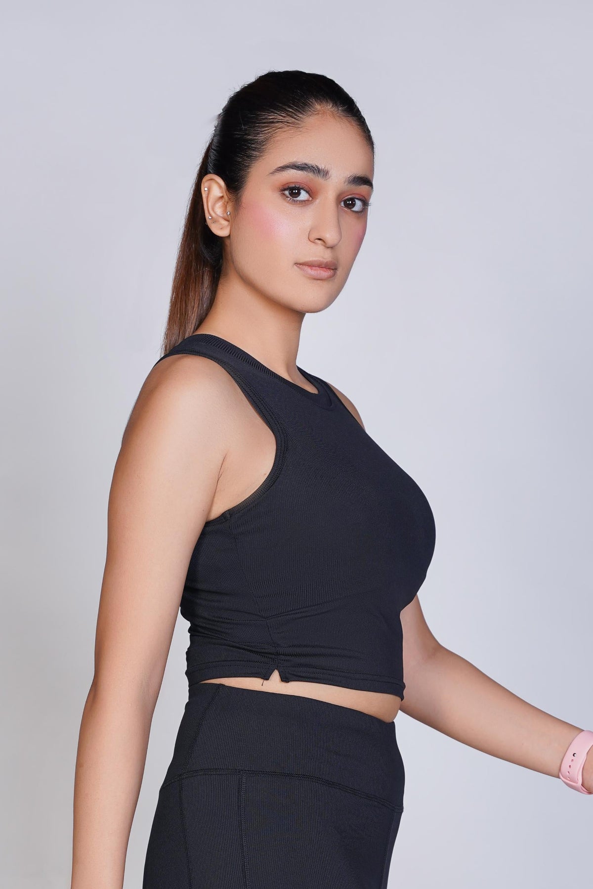 Supreme Padded Ribbed Crop Top - Black