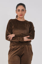 Ribbed velvet Cropped Top - Brown