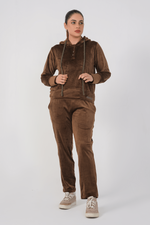 Rib VelVet Track Suit - Brown