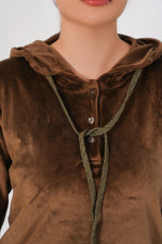 Rib Lounging Hoodie -Brown