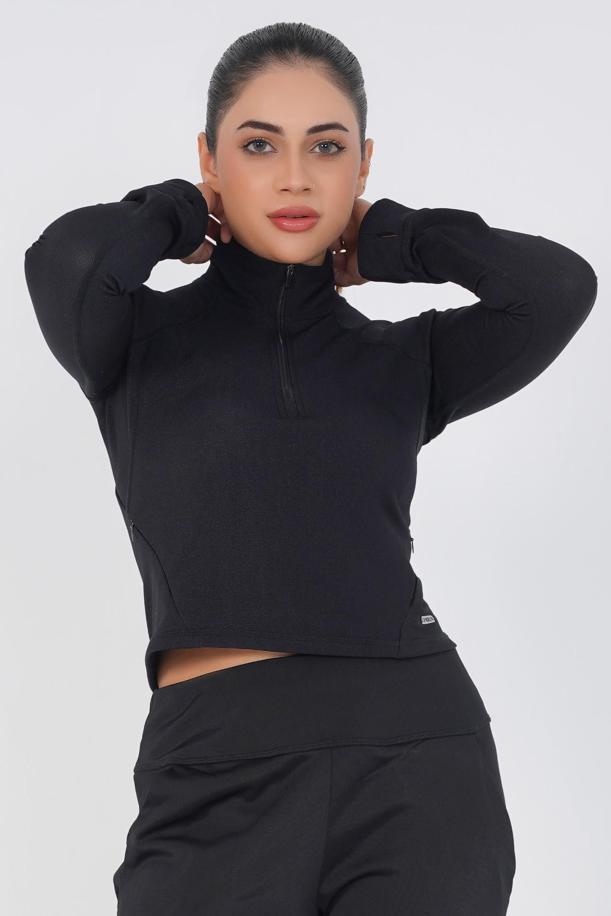 Vital Cropped Jacket Half zipper - Black