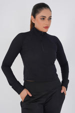 Vital Cropped Jacket Half zipper - Black