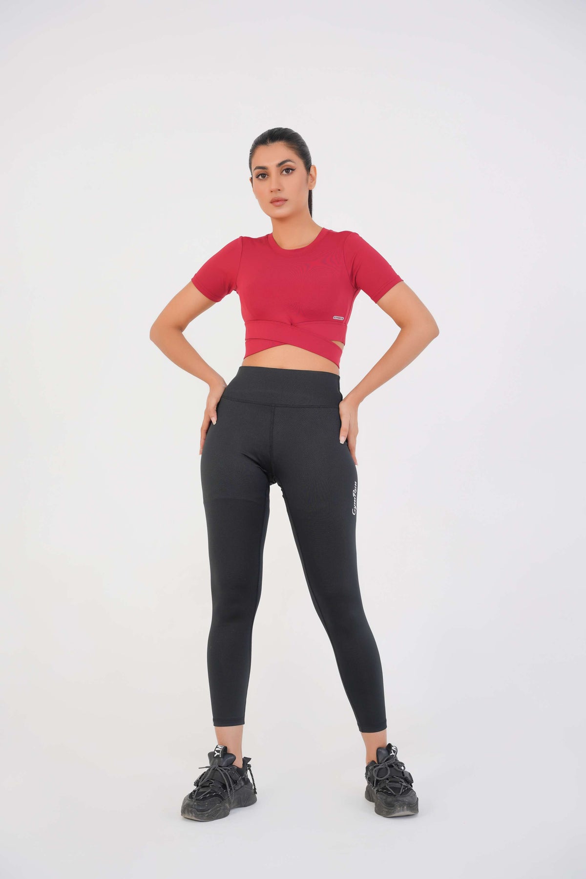 Cropped Wrap Tee - Maroon