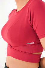 Cropped Wrap Tee - Maroon