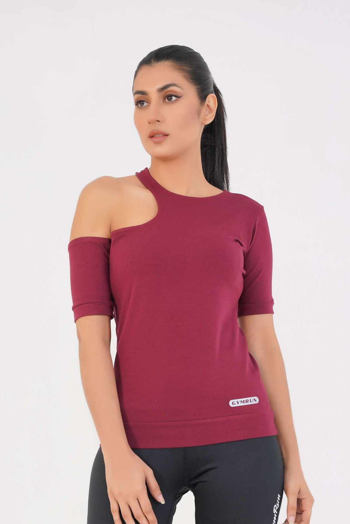 Ridge Open Shoulder Tee - Maroon