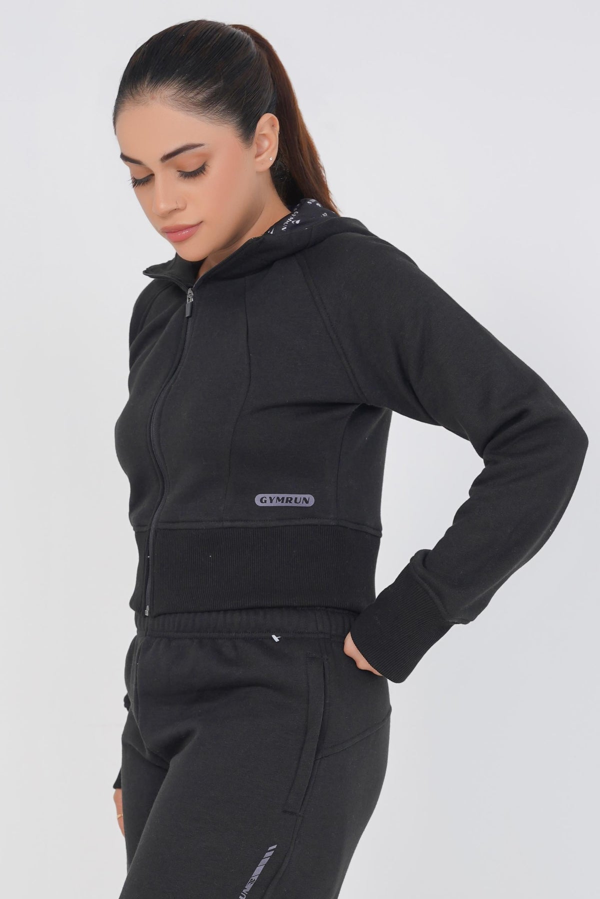 Supreme Cropped Hoodie - Black