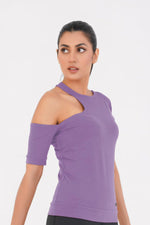 Ridge Open Shoulder Tee - Violet