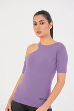 Ridge Open Shoulder Tee - Violet