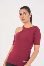Ridge Open Shoulder Tee - Maroon