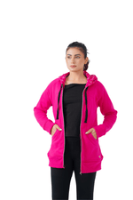 Plush Zippered Hoodie - Pink
