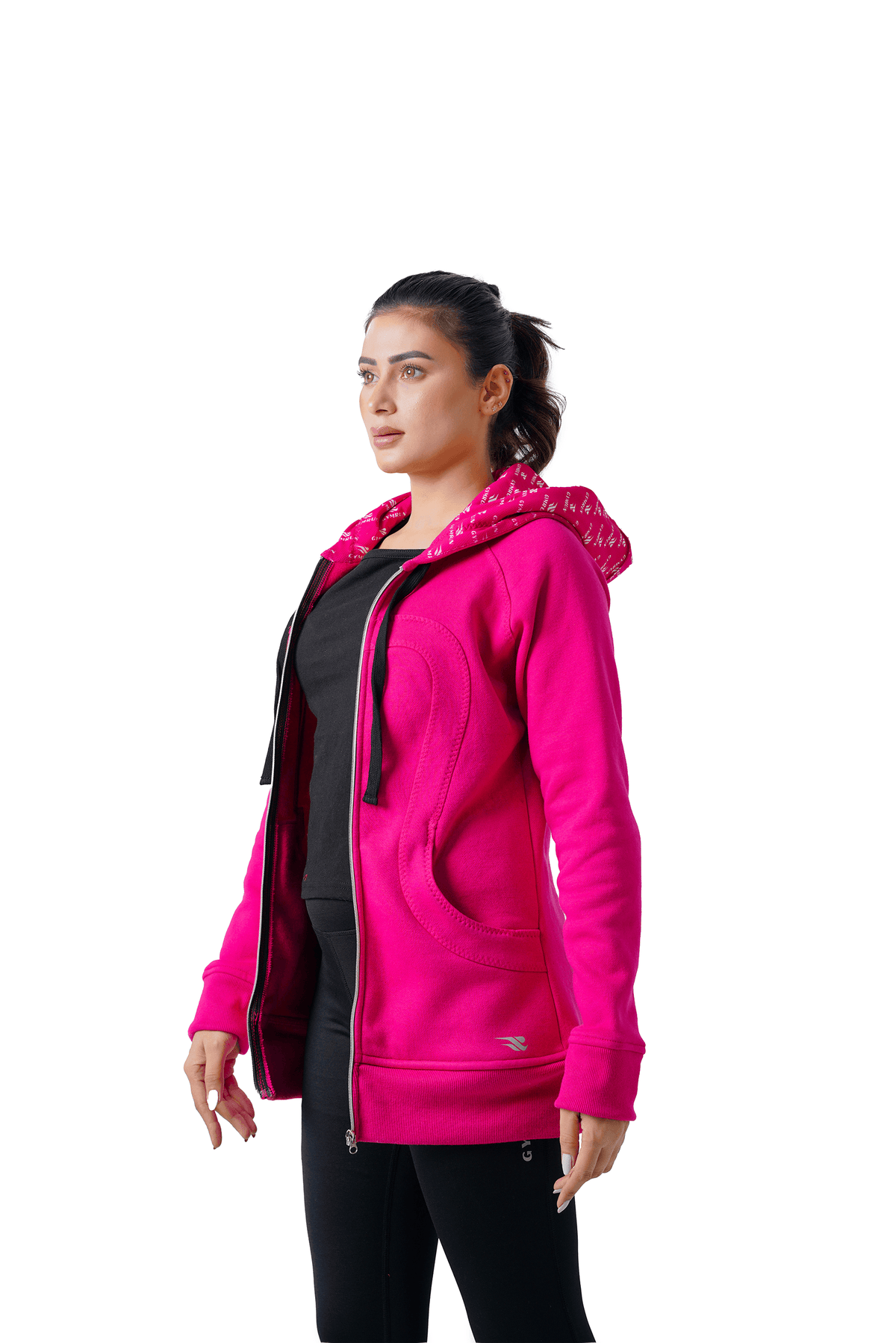 Plush Zippered Hoodie - Pink
