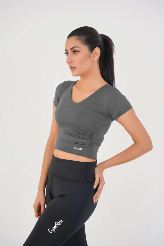 V Neck Cropped T-Shirt