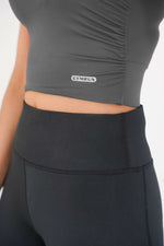 V Neck Cropped T-Shirt - Grey